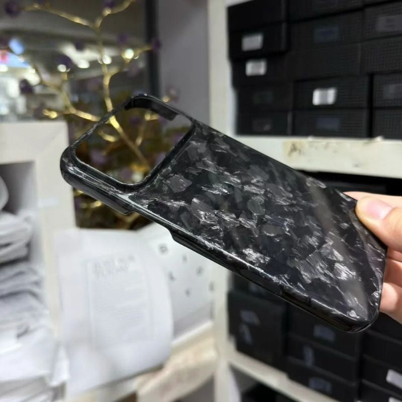 Premium iPhone Case — Genuine Forged Carbon Fiber Lightweight Cover with Anti-Fingerprint Non-Slip Surface & Tough Slim Business Protection