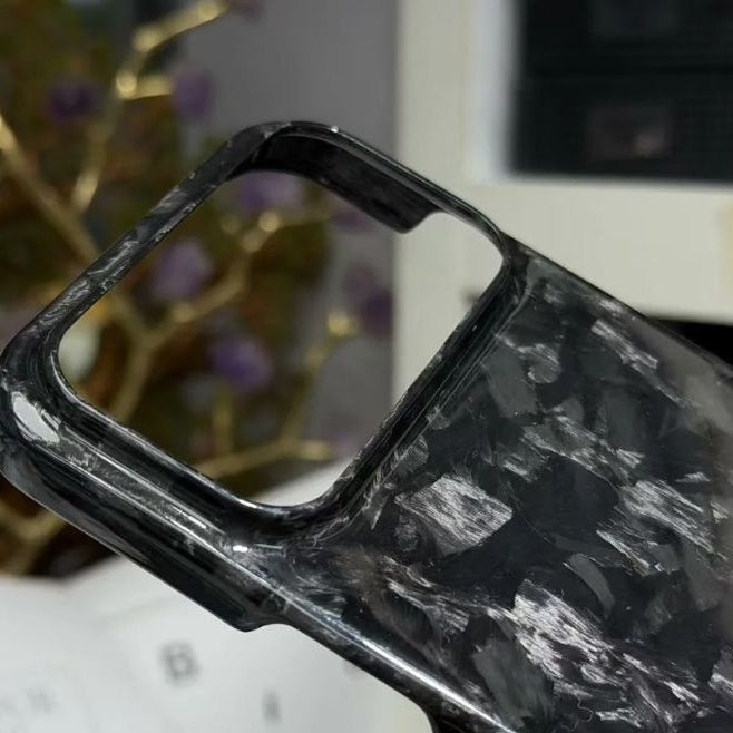 Premium iPhone Case — Genuine Forged Carbon Fiber Lightweight Cover with Anti-Fingerprint Non-Slip Surface & Tough Slim Business Protection