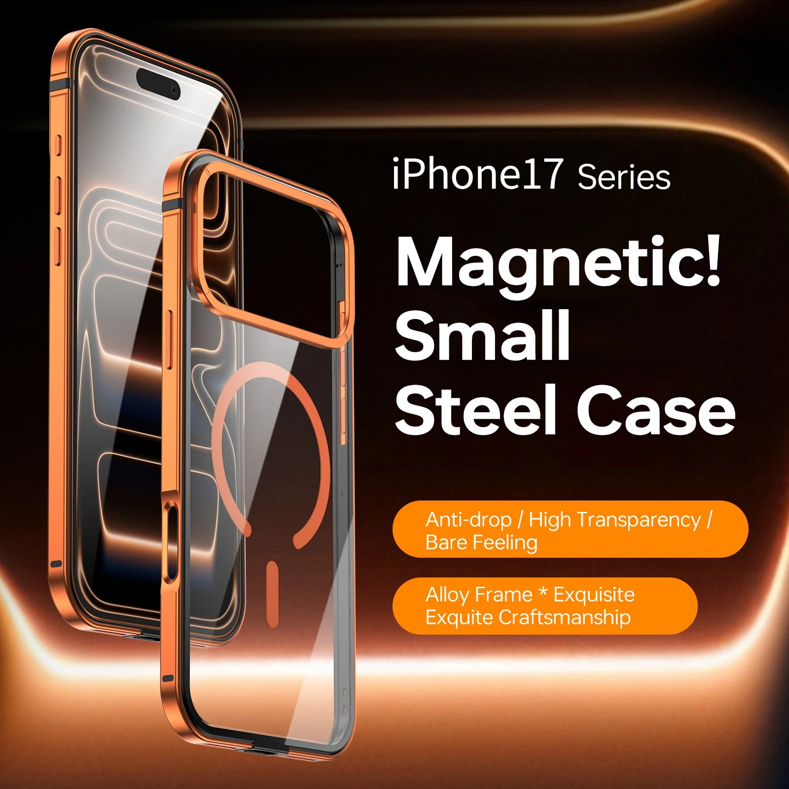 Premium iPhone Case — High-End Metal Frame with MagSafe Magnetic Charging, HD Acrylic Backplate, Durable Aluminum Alloy Protective Design