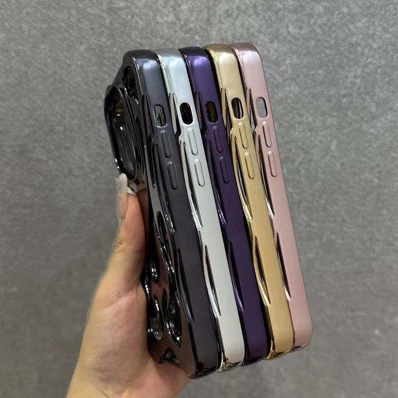 Premium iPhone Case — Hollow Flame Design SoftLuxury iPhone Case — Star Graffiti Gloss-Plated Cream TPU Cover with Stylish Artistic Design & Smooth Protective Finish Cover with Shockproof Protection & Silver Electroplated Cool Aesthetic for Boys and Girls