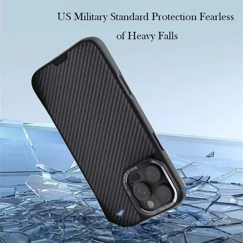 Premium iPhone Case — Kevlar Carbon Fiber Magnetic Cover with Shockproof Anti-Fingerprint Anti-Scratch Protection, Non-Slip Waterproof Design