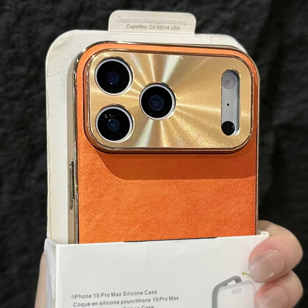 Premium iPhone Case — Leather Cover with Electroplate Frame, Shockproof Half-Wrapped PC Design, Camera Protection, Anti-Fingerprint Anti-Scratch Non-Slip Finish