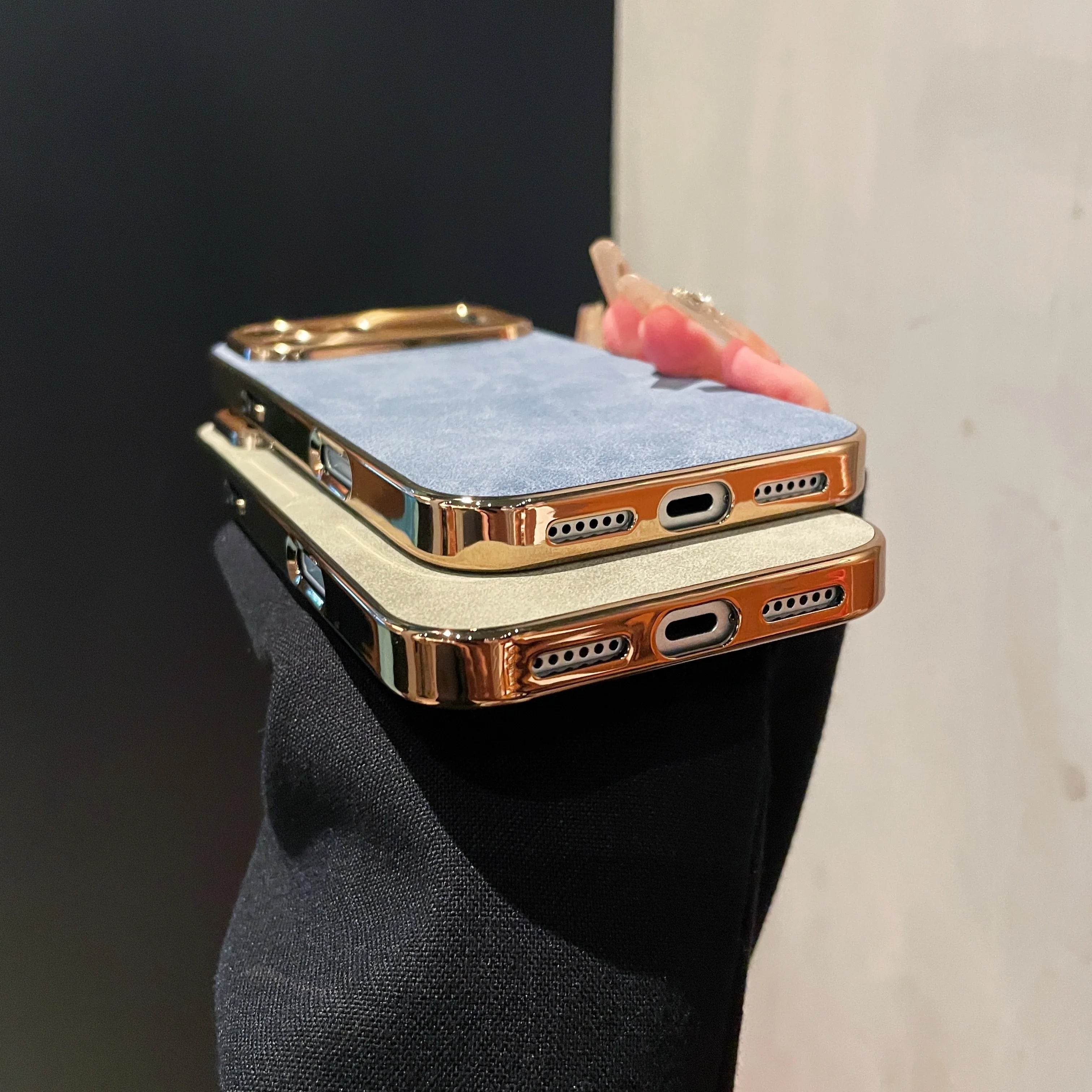 Premium iPhone Case — Leather Cover with Electroplate Frame, Shockproof Half-Wrapped PC Design, Camera Protection, Anti-Fingerprint Anti-Scratch Non-Slip Finish