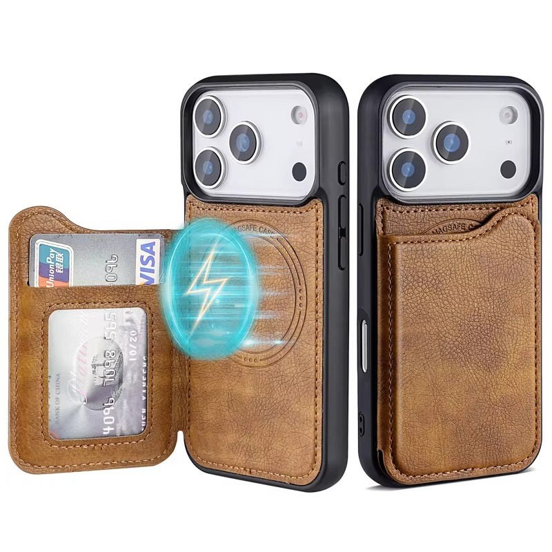Premium iPhone Case — MagSafe Magnetic Flip Leather Wallet with Card Holder, Protective Shockproof Cover, Anti-Fingerprint, Full Access Design