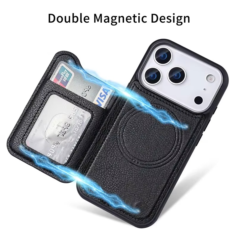 Premium iPhone Case — MagSafe Magnetic Flip Leather Wallet with Card Holder, Protective Shockproof Cover, Anti-Fingerprint, Full Access Design