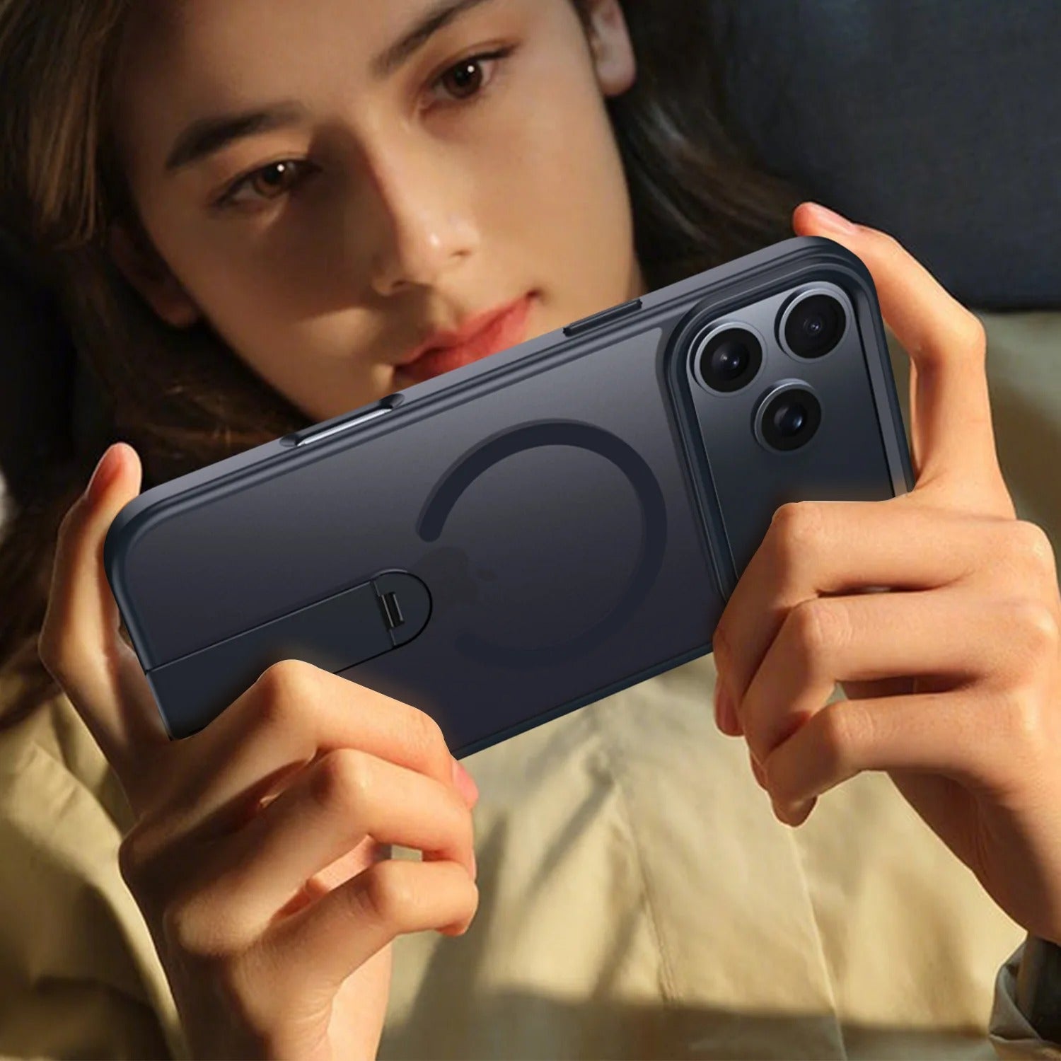 Premium iPhone Case — MagSafe Magnetic PC+TPU Cover with 360° Rotating Stand, Anti-Fingerprint Design and Durable Shock-Resistant Protection