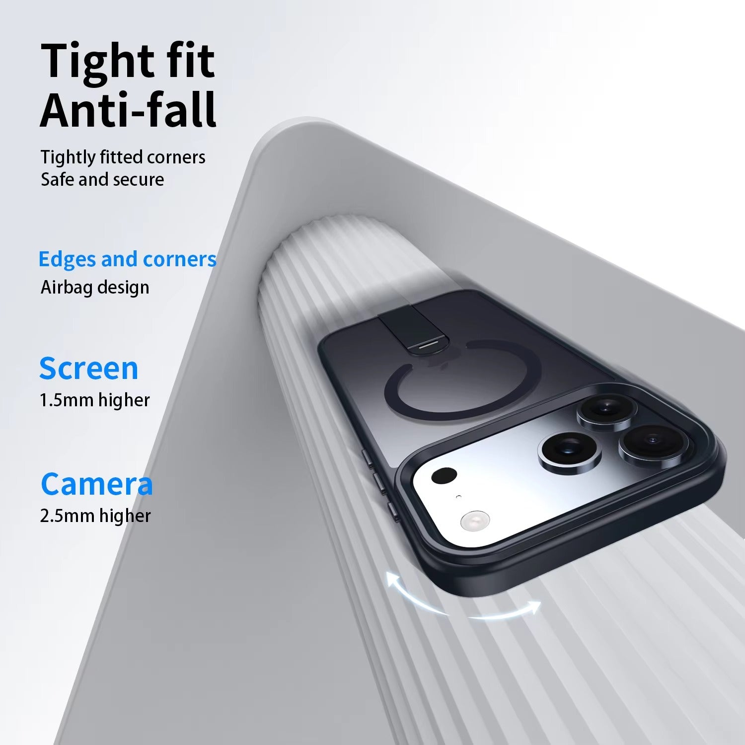 Premium iPhone Case — MagSafe Magnetic PC+TPU Cover with 360° Rotating Stand, Anti-Fingerprint Design and Durable Shock-Resistant Protection