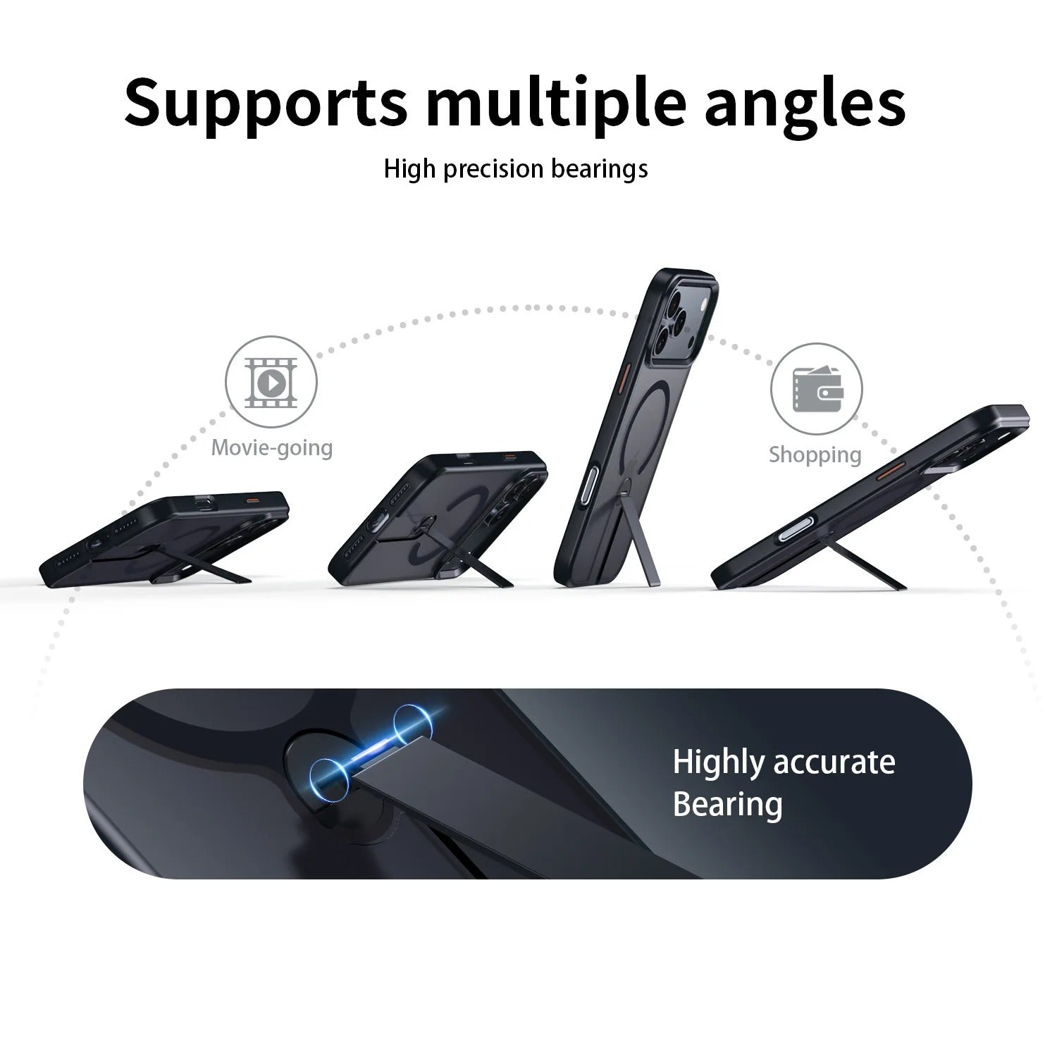 Premium iPhone Case — MagSafe Magnetic PC+TPU Cover with 360° Rotating Stand, Anti-Fingerprint Design and Durable Shock-Resistant Protection