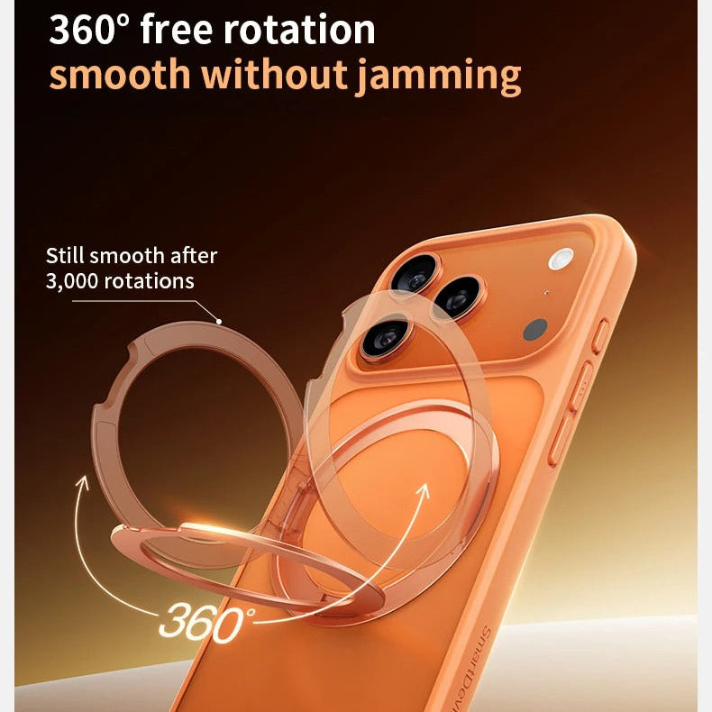 Premium iPhone Case — MagSafe Shockproof TPU Cover with 360° Rotating Stand, Camera Protection, Touch Button Design and Anti-Fingerprint Dustproof Finish