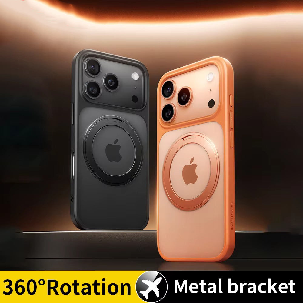Premium iPhone Case — MagSafe Shockproof TPU Cover with 360° Rotating Stand, Camera Protection, Touch Button Design and Anti-Fingerprint Dustproof Finish