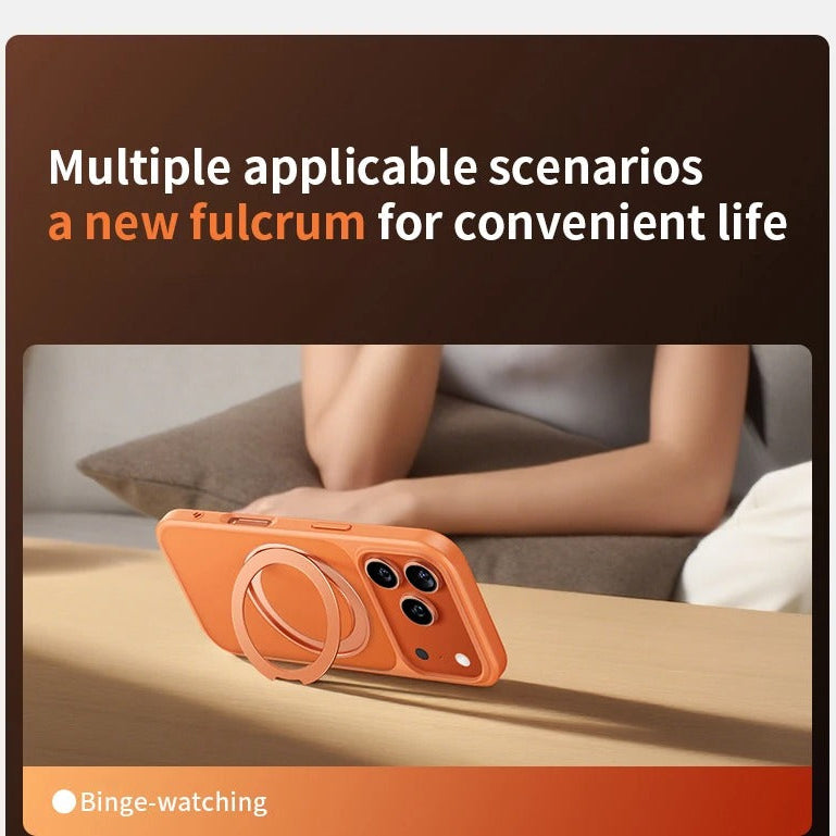 Premium iPhone Case — MagSafe Shockproof TPU Cover with 360° Rotating Stand, Camera Protection, Touch Button Design and Anti-Fingerprint Dustproof Finish