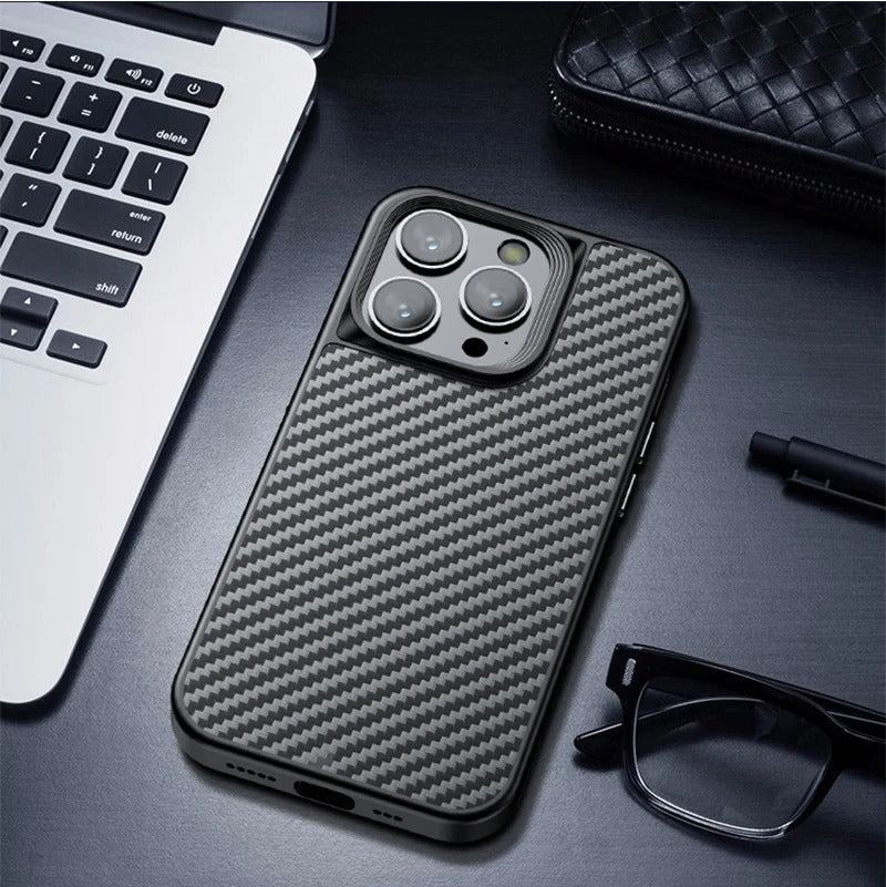 Premium iPhone Case — Magnetic Kevlar Aramid Fiber Cover with Anti-Drop Heavy-Duty Protection, Anti-Fingerprint Non-Slip Design & MagSafe Compatibility