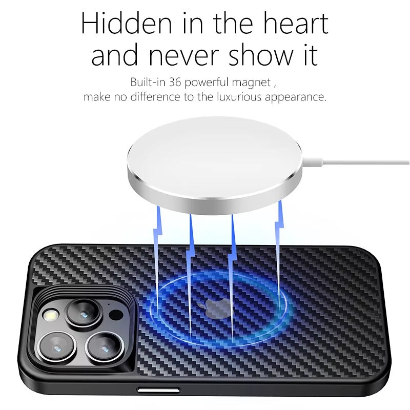 Premium iPhone Case — Magnetic Kevlar Aramid Fiber Cover with Anti-Drop Heavy-Duty Protection, Anti-Fingerprint Non-Slip Design & MagSafe Compatibility