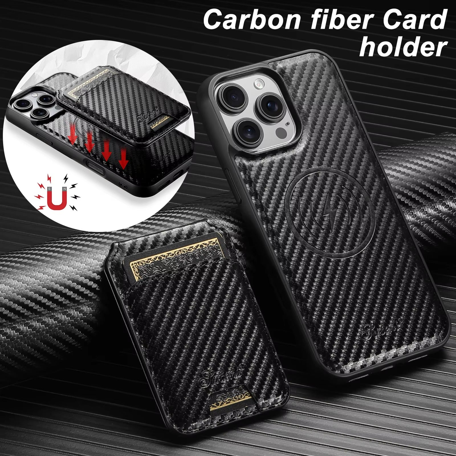 Premium iPhone Case — Magnetic PU Leather Wallet with Card Slot, Wireless Charging Compatible, Anti-Fingerprint Storage Compartment, Plain Design