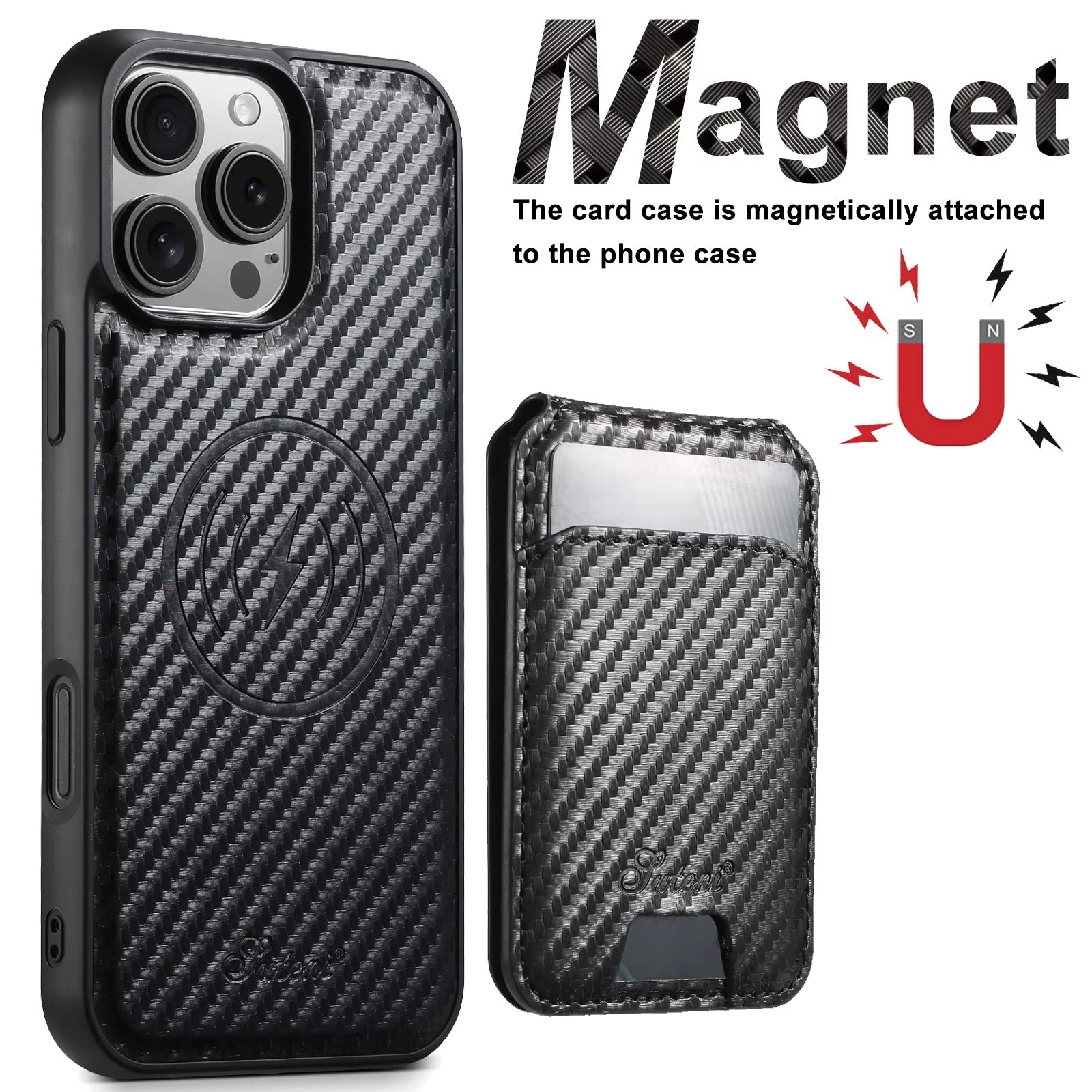 Premium iPhone Case — Magnetic PU Leather Wallet with Card Slot, Wireless Charging Compatible, Anti-Fingerprint Storage Compartment, Plain Design