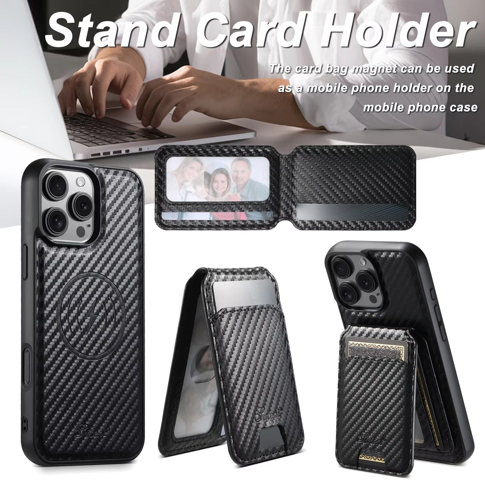 Premium iPhone Case — Magnetic PU Leather Wallet with Card Slot, Wireless Charging Compatible, Anti-Fingerprint Storage Compartment, Plain Design