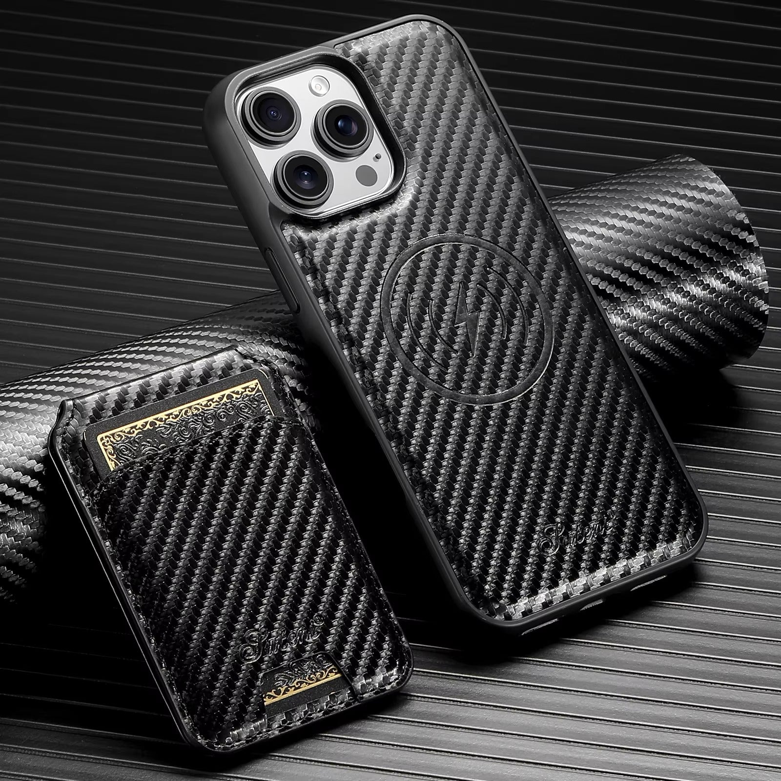 Premium iPhone Case — Magnetic PU Leather Wallet with Card Slot, Wireless Charging Compatible, Anti-Fingerprint Storage Compartment, Plain Design