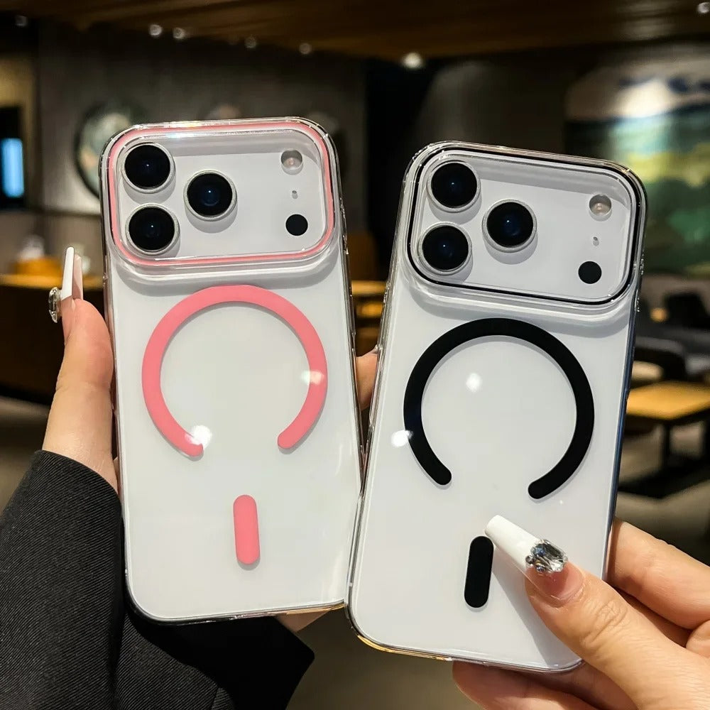 Premium iPhone Case — Magnetic Transparent Hard PC Slim Cover with Shockproof Protection and MagSafe Wireless-Charging Safe Design