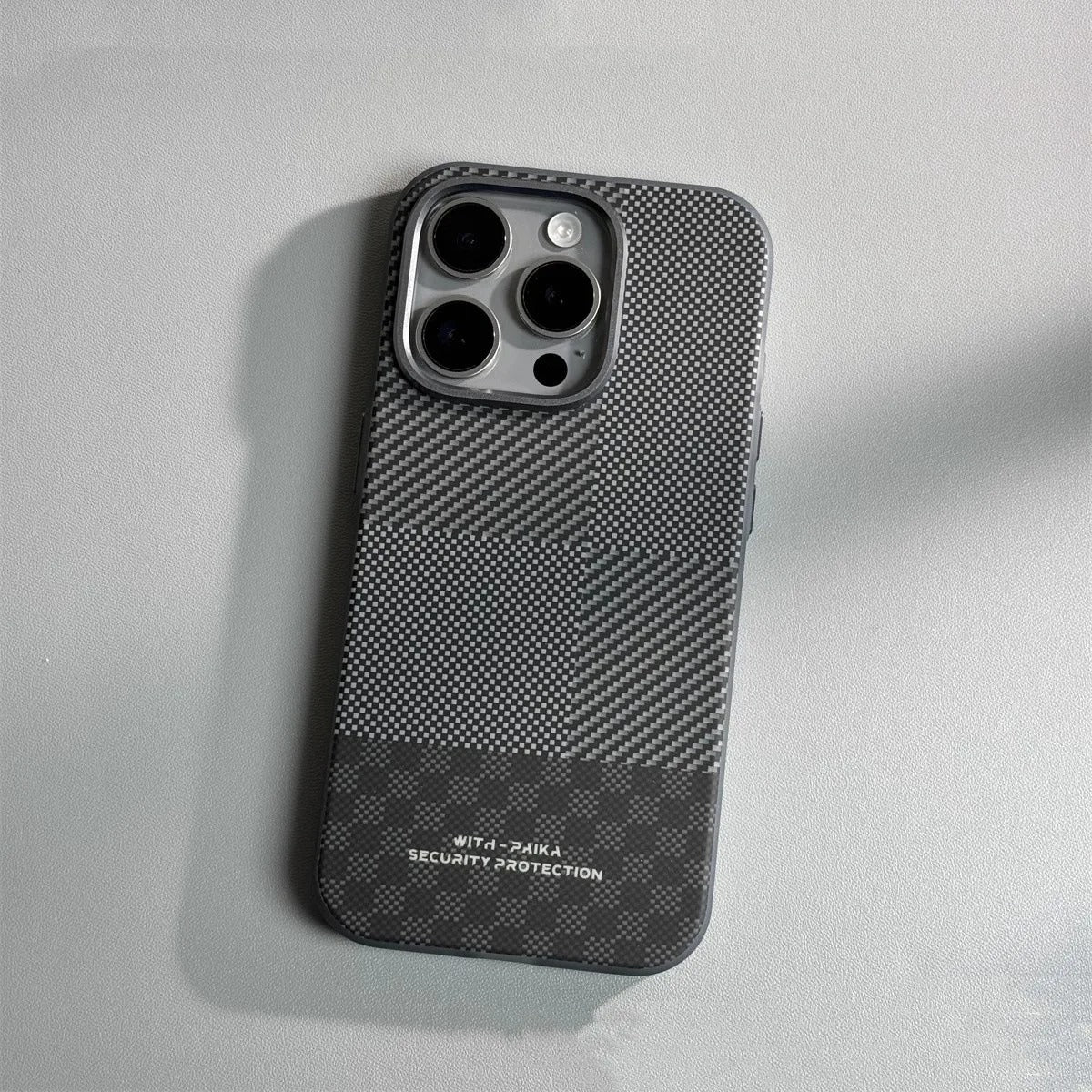 Premium iPhone Case — Matte Carbon Fiber Magnetic Cover with Shockproof Airbag Corners, Anti-Fingerprint Anti-Scratch Hybrid Protection & Metal Camera Frame