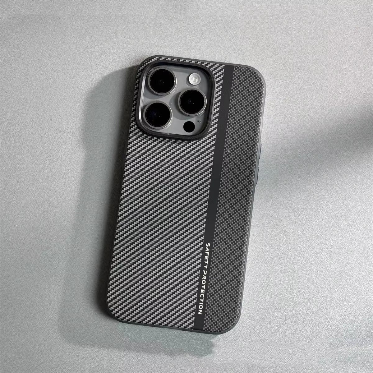Premium iPhone Case — Matte Carbon Fiber Magnetic Cover with Shockproof Airbag Corners, Anti-Fingerprint Anti-Scratch Hybrid Protection & Metal Camera Frame