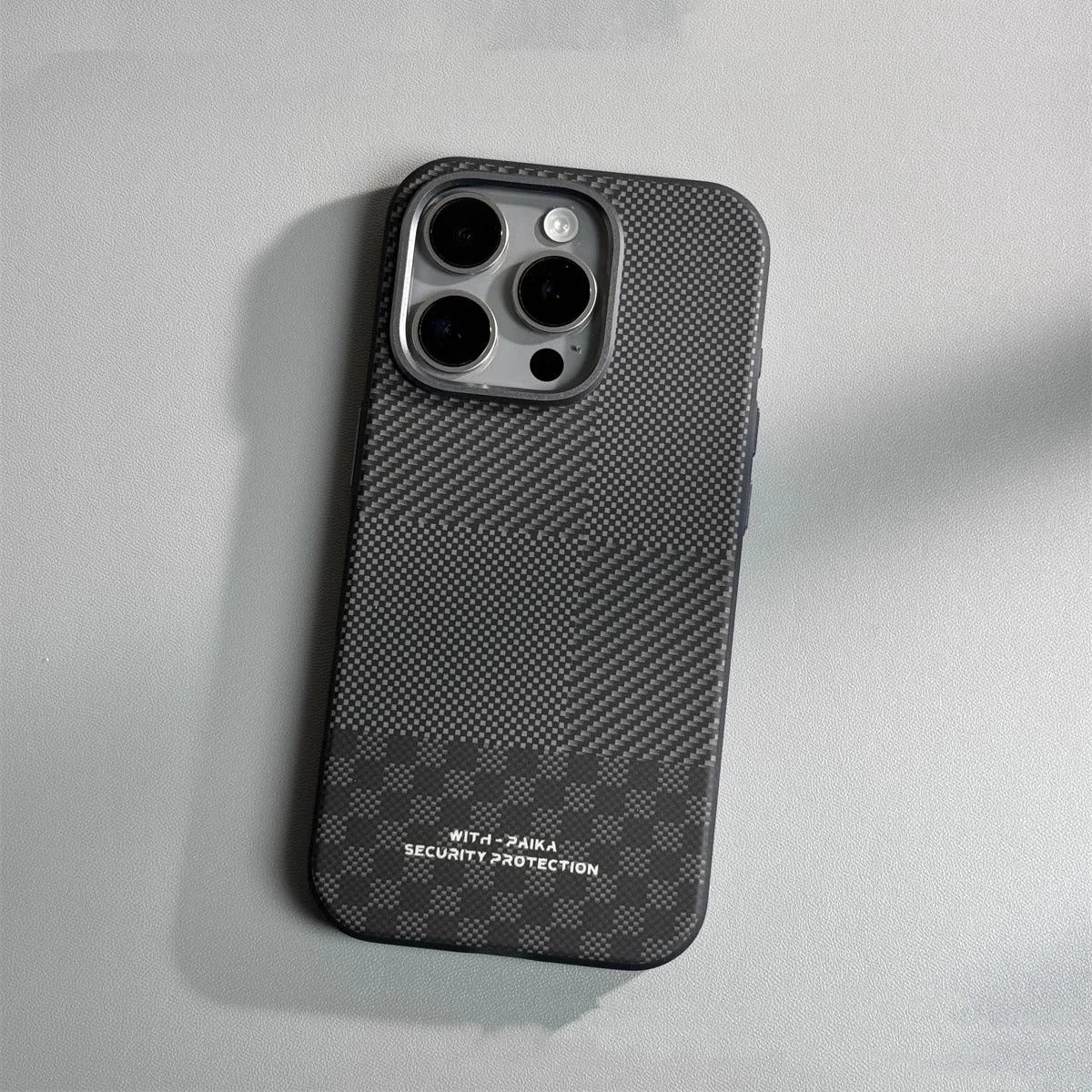 Premium iPhone Case — Matte Carbon Fiber Magnetic Cover with Shockproof Airbag Corners, Anti-Fingerprint Anti-Scratch Hybrid Protection & Metal Camera Frame