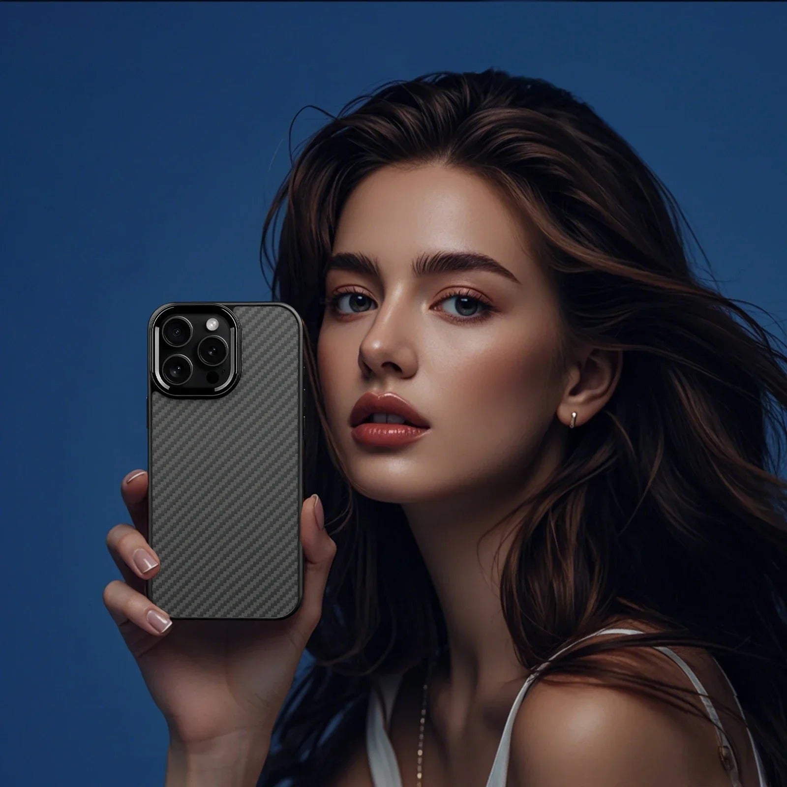 Premium iPhone Case — Metal Frame Carbon Fiber Aramid Armor Cover with Shockproof Full-Coverage Protection, Wireless Charging Support & Anti-Fingerprint Design