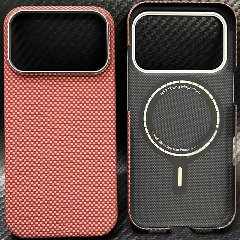 Premium iPhone Case — Real Carbon Fiber Aramid Magnetic Cover with MagSafe Support, Tough Lightweight Protective Design