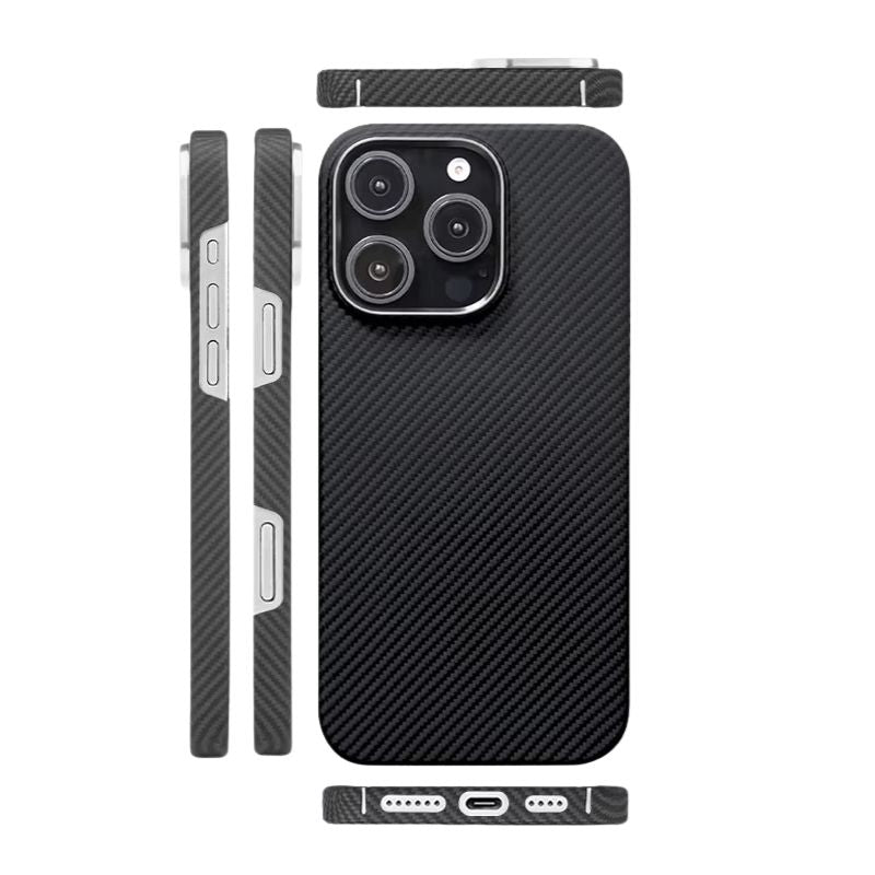 Premium iPhone Case — Real Carbon Fiber Aramid Ultra-Thin Full-Coverage Cover with No-Case Feel, Shockproof Anti-Fingerprint Lightweight Design