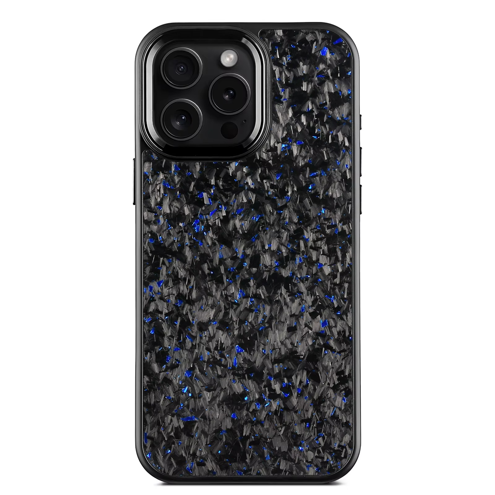 Premium iPhone Case — Real Forged Carbon Fiber MagSafe Cover with Metal Lens & Button Accents, Shockproof Dual-Layer Full-Coverage Lightweight Design