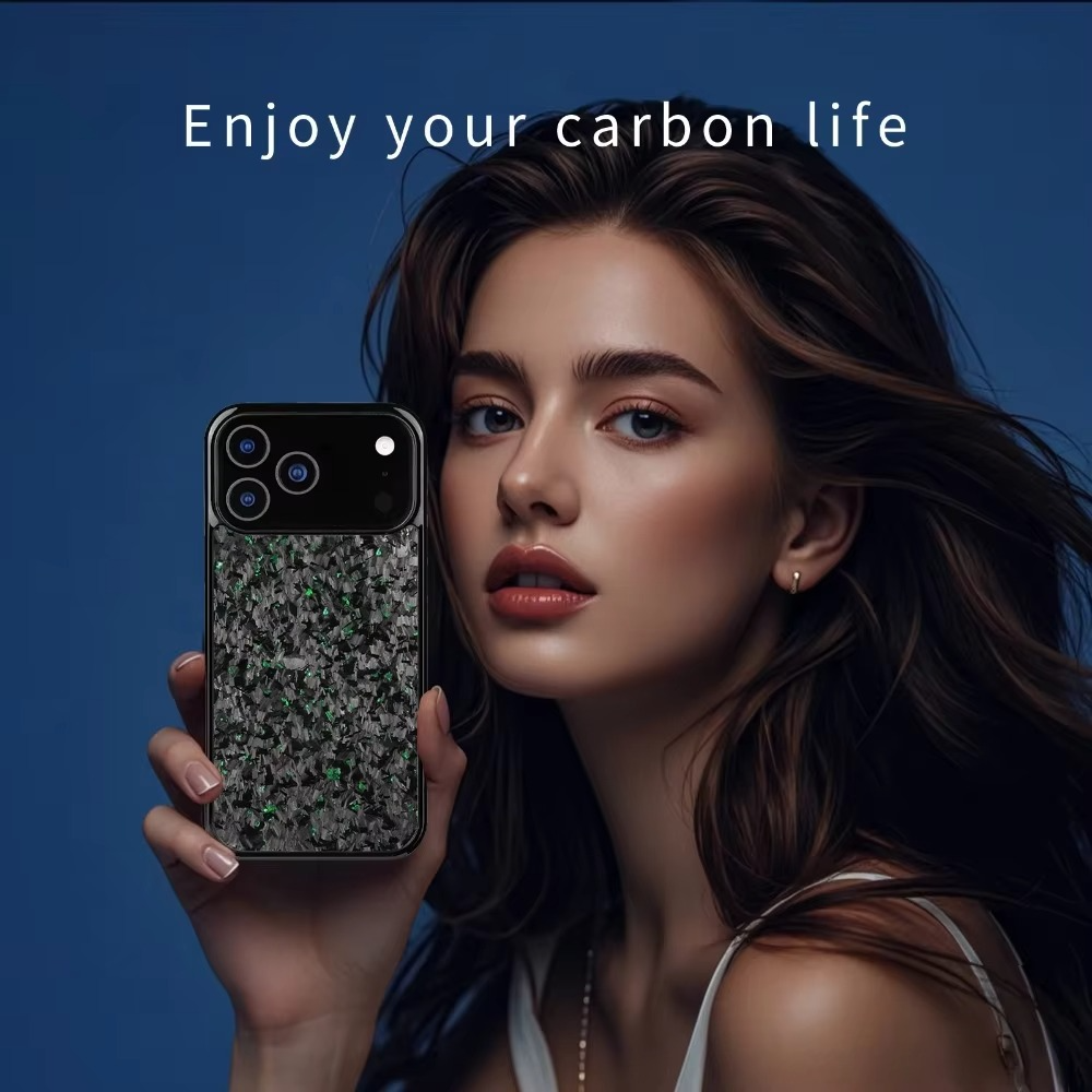 Premium iPhone Case — Real Forged Carbon Fiber MagSafe Cover with Shockproof Full-Coverage TPU Hybrid Design & Non-Slip Textured Finish