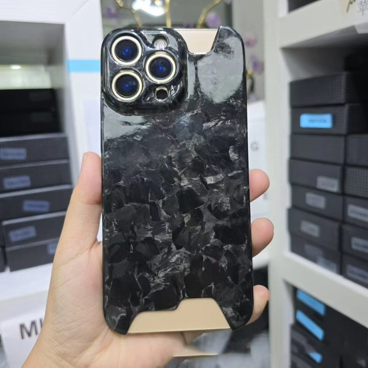 Premium iPhone Case — Real Glossy Forged Carbon Fiber Ultra-Thin Lightweight Cover with Slim Half-Wrapped Protective Design