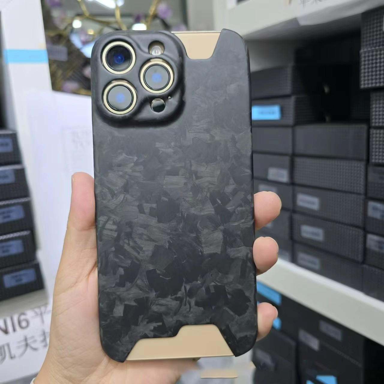 Premium iPhone Case — Real Glossy Forged Carbon Fiber Ultra-Thin Lightweight Cover with Slim Half-Wrapped Protective Design