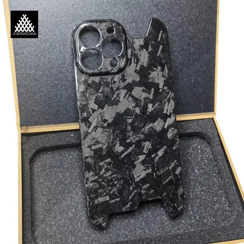 Premium iPhone Case — Real Glossy Forged Carbon Fiber Ultra-Thin Lightweight Cover with Slim Half-Wrapped Protective Design