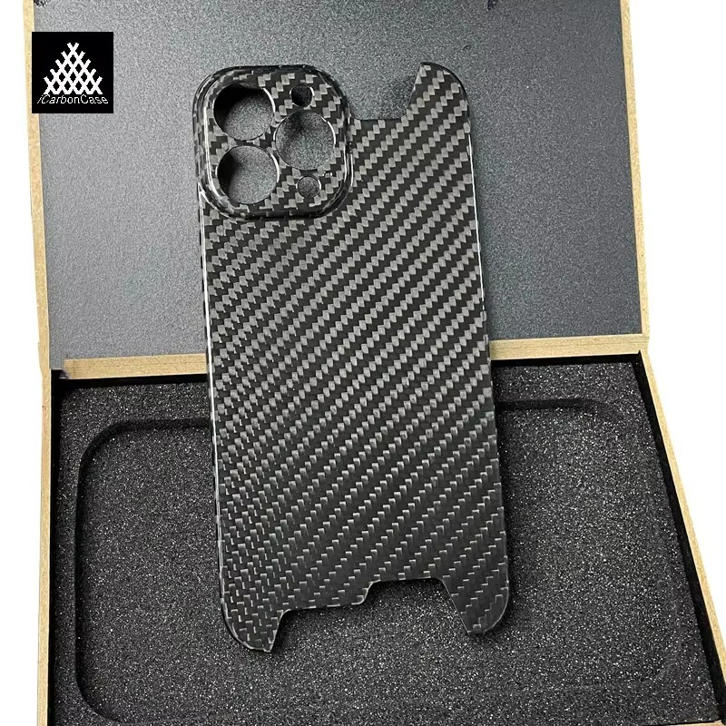 Premium iPhone Case — Real Glossy Forged Carbon Fiber Ultra-Thin Lightweight Cover with Slim Half-Wrapped Protective Design