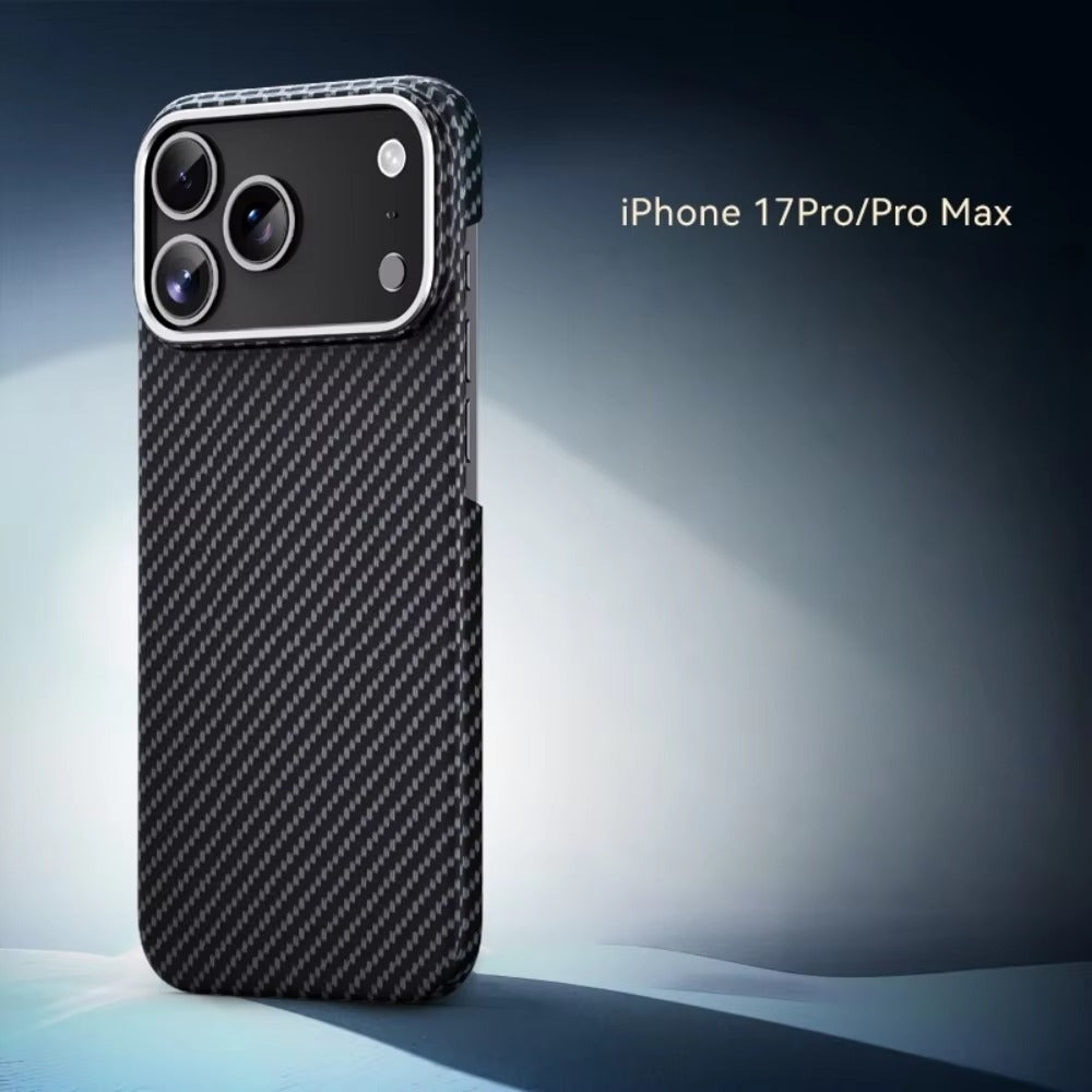 Premium iPhone Case — Slim Kevlar Carbon Fiber Armor Cover with Alloy Camera Frame, Anti-Fingerprint Anti-Scratch Full-Coverage Protection & Lightweight Non-Slip Design