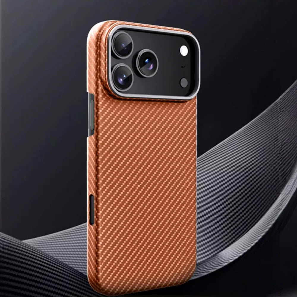 Premium iPhone Case — Slim Kevlar Carbon Fiber Armor Cover with Alloy Camera Frame, Anti-Fingerprint Anti-Scratch Full-Coverage Protection & Lightweight Non-Slip Design