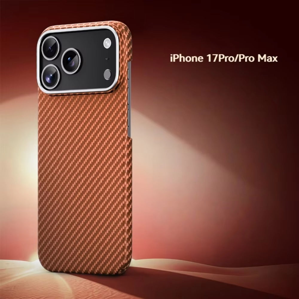 Premium iPhone Case — Slim Kevlar Carbon Fiber Armor Cover with Alloy Camera Frame, Anti-Fingerprint Anti-Scratch Full-Coverage Protection & Lightweight Non-Slip Design