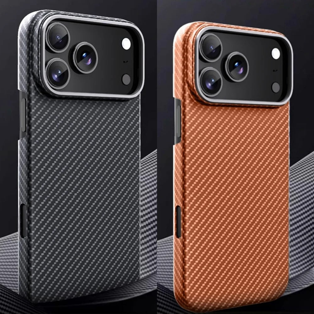 Premium iPhone Case — Slim Kevlar Carbon Fiber Armor Cover with Alloy Camera Frame, Anti-Fingerprint Anti-Scratch Full-Coverage Protection & Lightweight Non-Slip Design