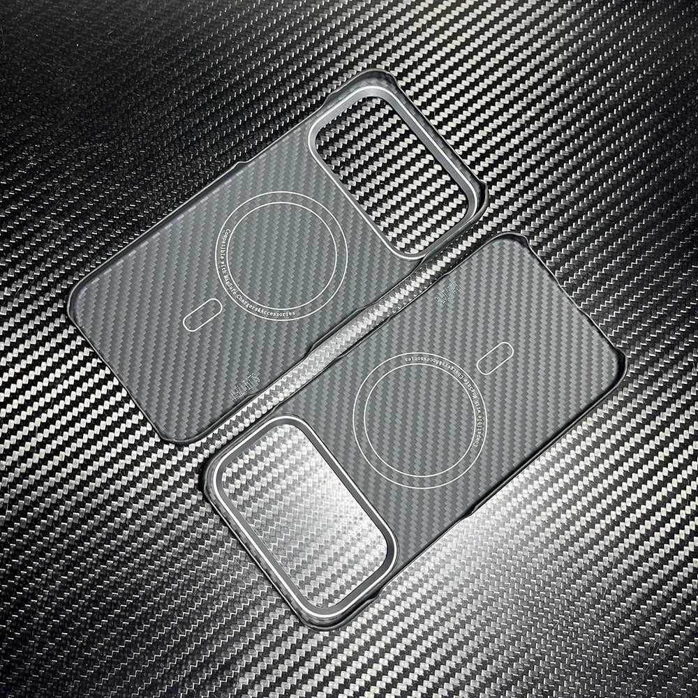 Premium iPhone Case — Thin Aramid Fiber Magnetic Cover with MagSafe Compatibility, Ultra-Lightweight Carbon Texture & Durable Half-Wrapped Design