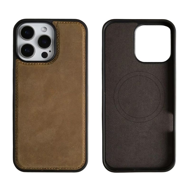 Premium iPhone Case — Vintage Crazy Horse Genuine Leather Magnetic Cover with Full-Coverage Shockproof Protection, Anti-Scratch Non-Slip Retro Design