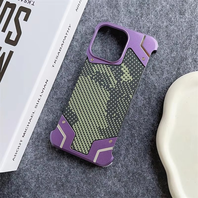 Premium iPhone MagSafe Magnetic Aluminum Alloy Case — Frameless Metal Bumper Cover with Camouflage Design, Shockproof Anti-Fingerprint Scratch-Resistant Finish