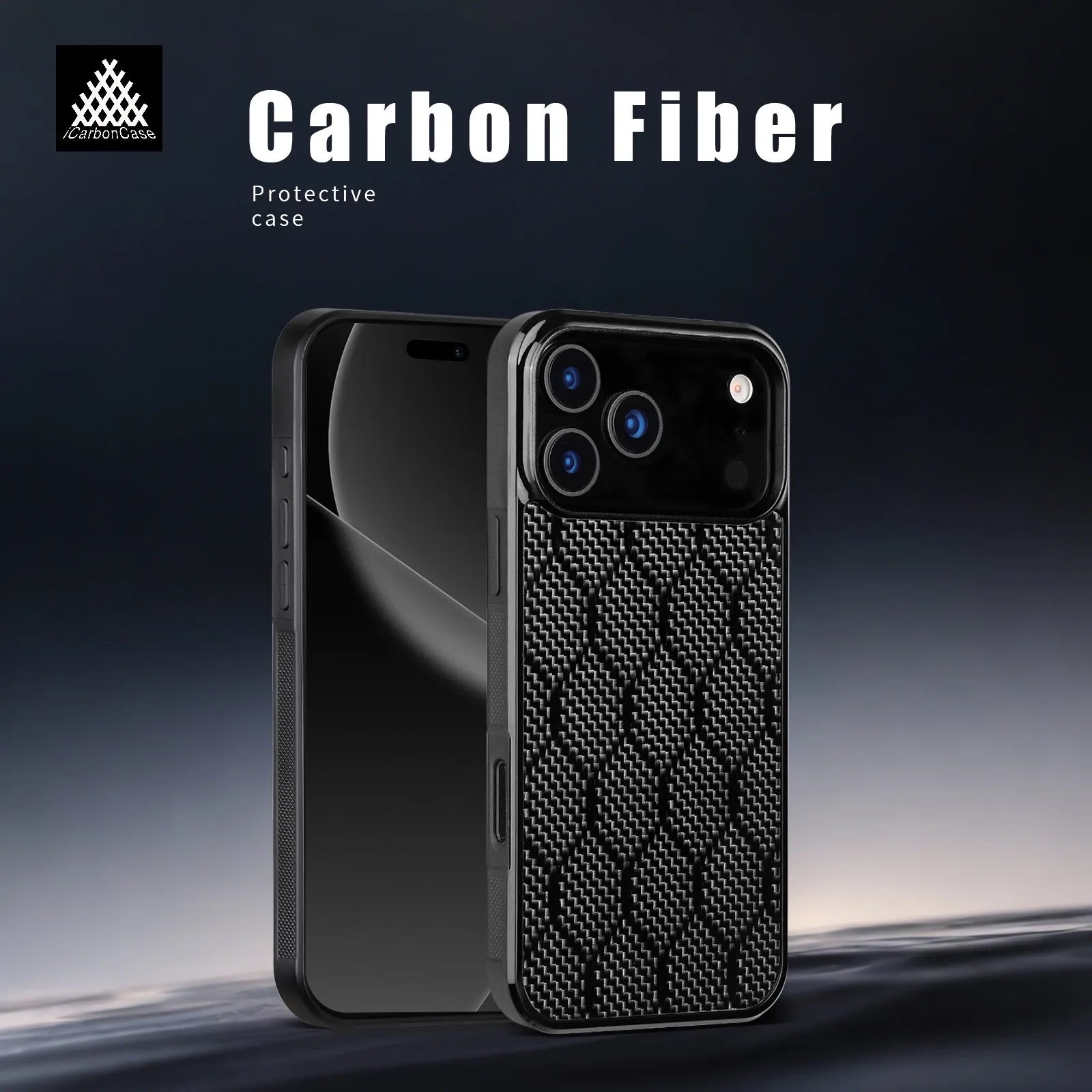 Rugged Magnetic Shockproof iPhone Case — Square Honeycomb Carbon Fiber Texture, Full Coverage Anti-Fingerprint Dustproof Matte Protective Cover