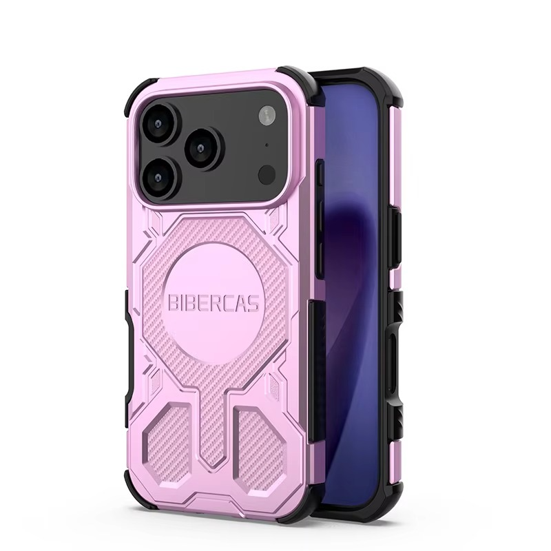 Rugged Magnetic iPhone Case Shockproof Heavy Duty Protection — Hard PC Dual Layer Armor Cover, Kickstand Support, Anti-Fingerprint, Dustproof, Non-Slip
