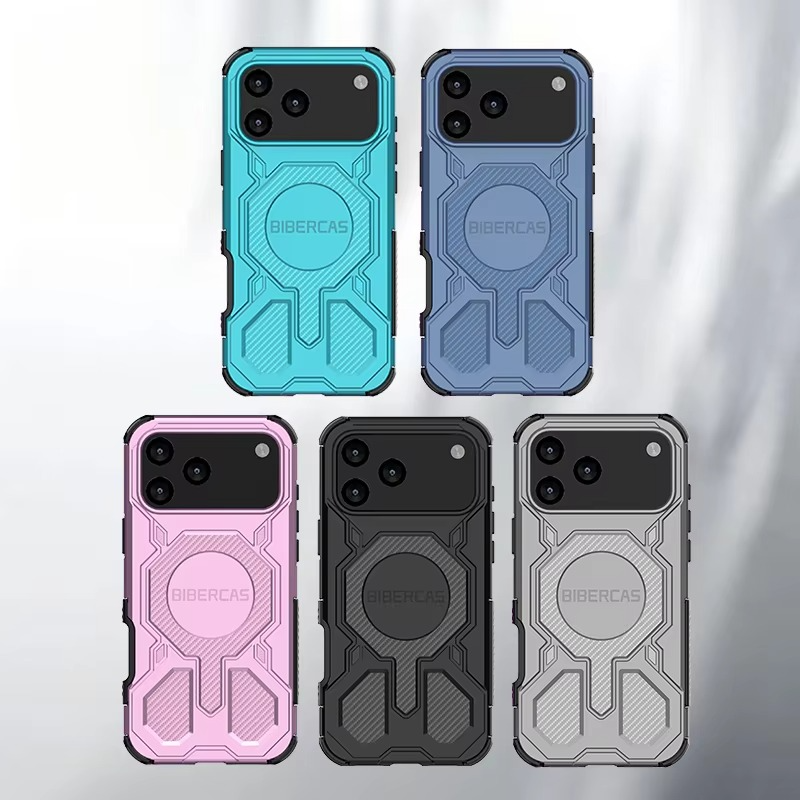 Rugged Magnetic iPhone Case Shockproof Heavy Duty Protection — Hard PC Dual Layer Armor Cover, Kickstand Support, Anti-Fingerprint, Dustproof, Non-Slip