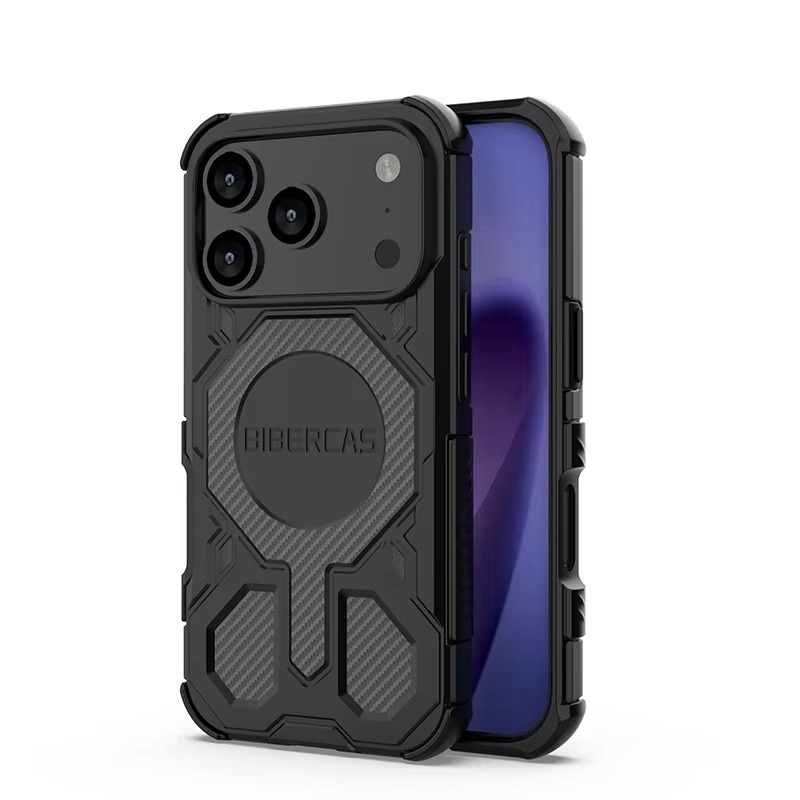 Rugged Magnetic iPhone Case Shockproof Heavy Duty Protection — Hard PC Dual Layer Armor Cover, Kickstand Support, Anti-Fingerprint, Dustproof, Non-Slip