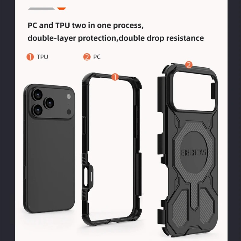 Rugged Magnetic iPhone Case Shockproof Heavy Duty Protection — Hard PC Dual Layer Armor Cover, Kickstand Support, Anti-Fingerprint, Dustproof, Non-Slip