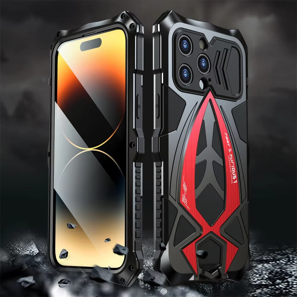 Rugged iPhone Case 360° Full Coverage Metal Armor — Heavy Duty Protective Bumper Frame, Shockproof Design, All-Round Drop and Scratch Protection