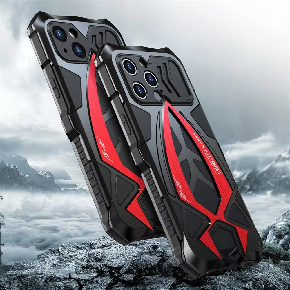 Rugged iPhone Case 360° Full Coverage Metal Armor — Heavy Duty Protective Bumper Frame, Shockproof Design, All-Round Drop and Scratch Protection