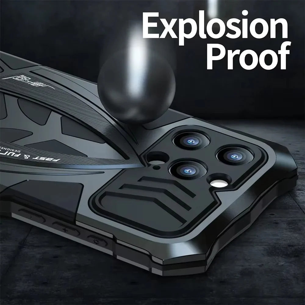 Rugged iPhone Case 360° Full Coverage Metal Armor — Heavy Duty Protective Bumper Frame, Shockproof Design, All-Round Drop and Scratch Protection