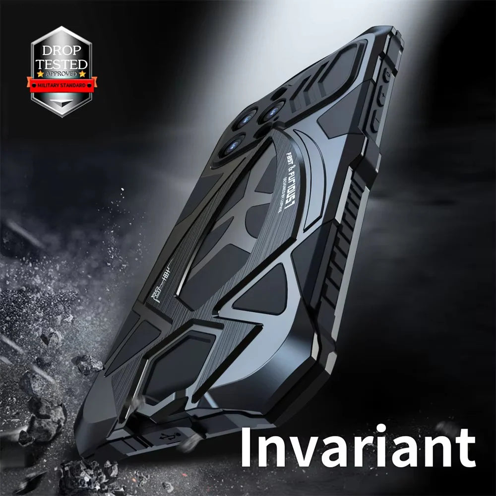 Rugged iPhone Case 360° Full Coverage Metal Armor — Heavy Duty Protective Bumper Frame, Shockproof Design, All-Round Drop and Scratch Protection